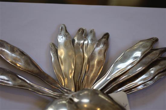 Six American sterling tablespoons, five dessert and one teaspoon by Whiting Manufacturing Co, 22oz.